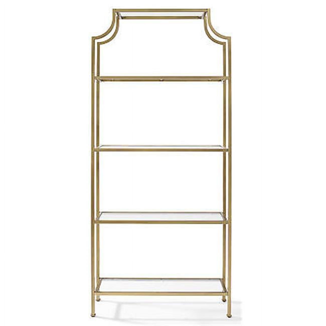 Aimee Antique Gold Pagoda-Style Metal and Glass Etagere