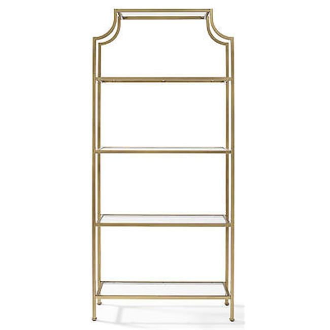 Aimee Antique Gold Pagoda-Style Metal and Glass Etagere