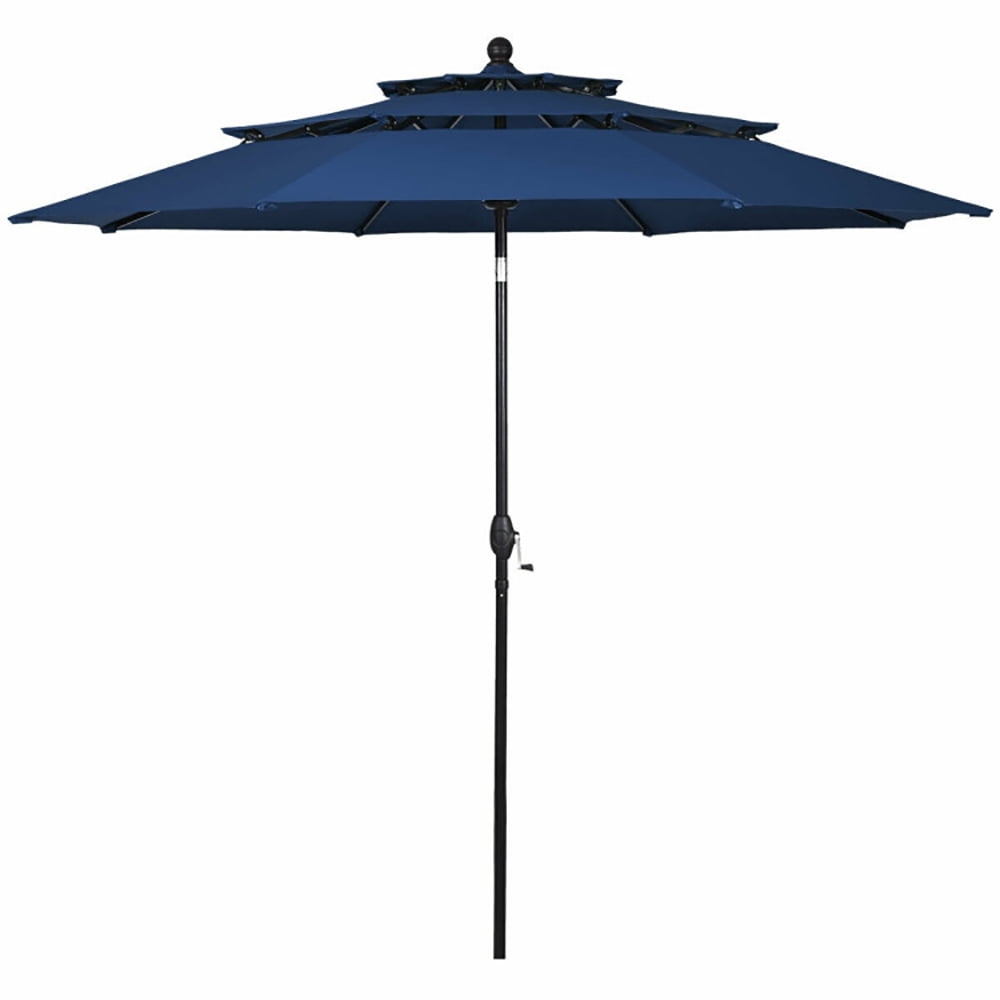 Aimee Lii 10' 3 Tier Patio Umbrella Aluminum Sunshade Shelter Double Vented without Base, Table Umbrella Outdoor Patio, Navy Aimee Lii 10' 3 Tier Patio Umbrella Aluminum Sunshade Shelter Double Vented without Base, Table Umbrella Outdoor Patio, Navy