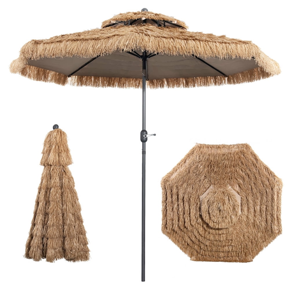 Aimee Lii 10 Feet Hawaiian Style Thatched Tiki Patio Umbrella for Beach and Poolside, Patio Table Umbrella