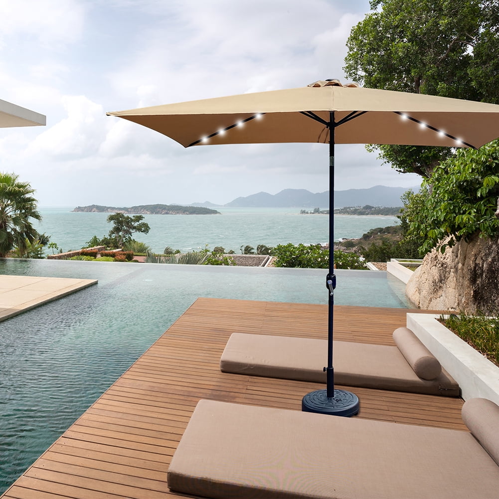 Aimee Lii 10 Ft x 6.5 Ft Rectangular Market Table Umbrella with Crank and Push Button Tilt, Outdoor Patio Umbrella, Taupe