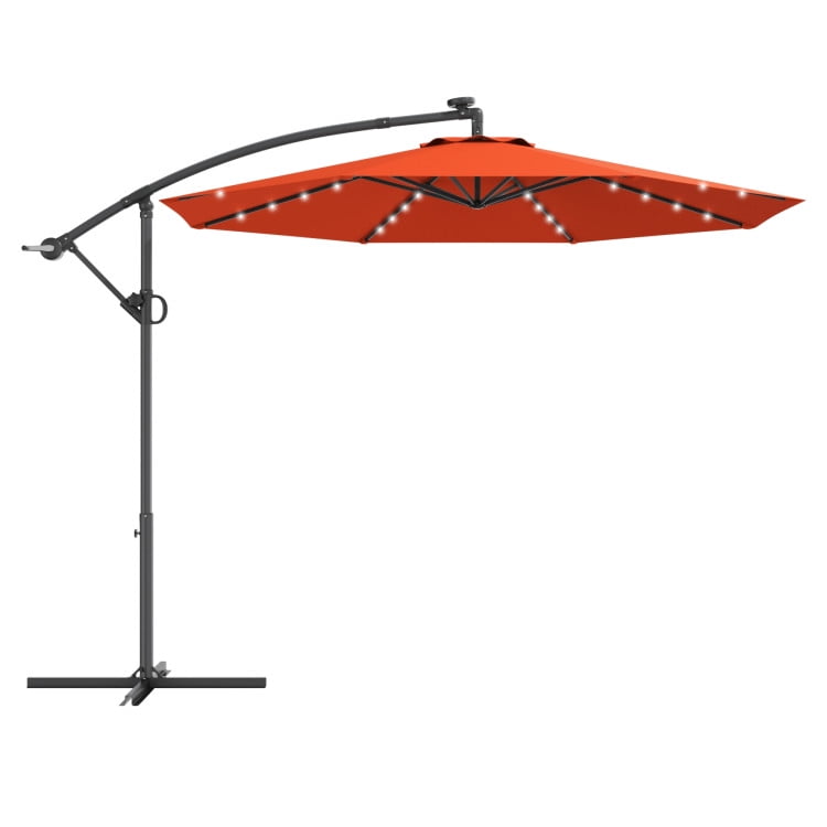 Aimee Lii 10 ft 360° Rotation Solar Powered LED Patio Offset Umbrella without Weight Base, Outdoor Umbrellas for Patio, Orange Aimee Lii 10 ft 360° Rotation Solar Powered LED Patio Offset Umbrella without Weight Base, Outdoor Umbrellas for Patio, Orange