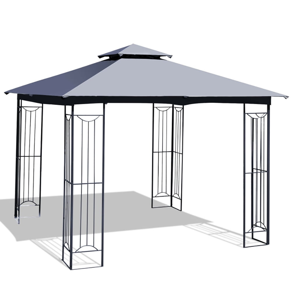 Aimee Lii 10 x 10 Feet L-Shaped Patio Canopy Gazebo Outdoor 2-Tier Steel Tent, Backyard Canopy Gazebo for Party Wedding BBQ Events, Gray Aimee Lii 10 x 10 Feet L-Shaped Patio Canopy Gazebo Outdoor 2-Tier Steel Tent, Backyard Canopy Gazebo for Party Wedding BBQ Events, Gray