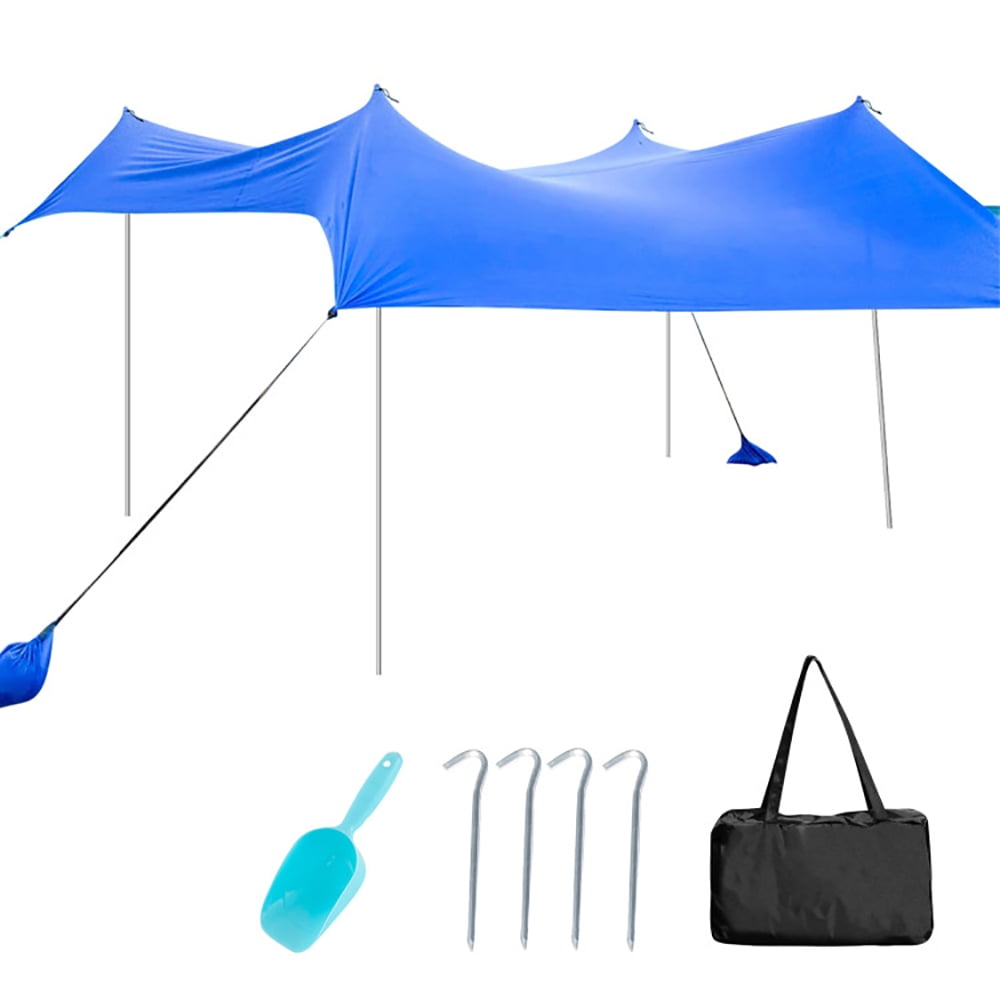 Aimee Lii 10 x 10 Feet Large Beach Sunshade Beach Tent Canopy with Sandbags, Outdoor Patio Awnings for Party Camping BBQ Events, Blue