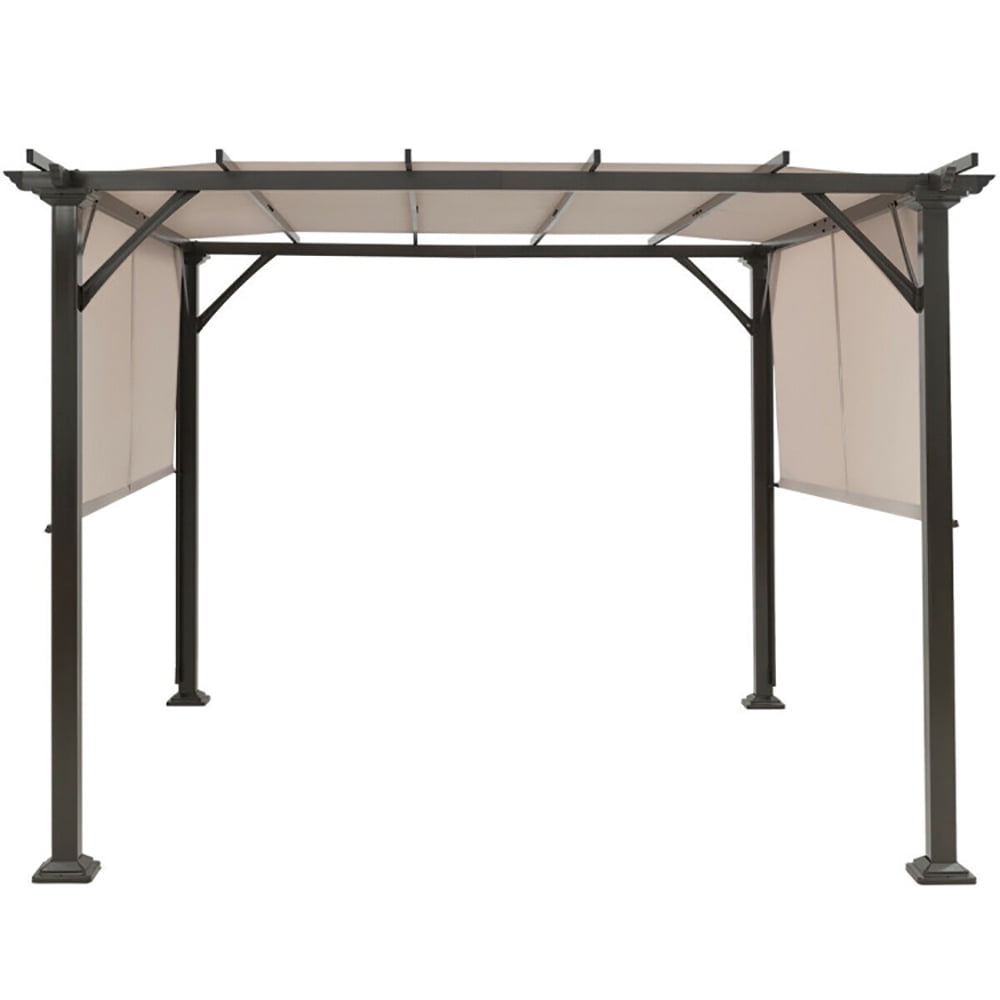 Aimee Lii 10 x 10 Feet Metal Frame Patio Furniture Shelter, Backyard Canopy Gazebo, Beige Aimee Lii 10 x 10 Feet Metal Frame Patio Furniture Shelter, Backyard Canopy Gazebo, Beige