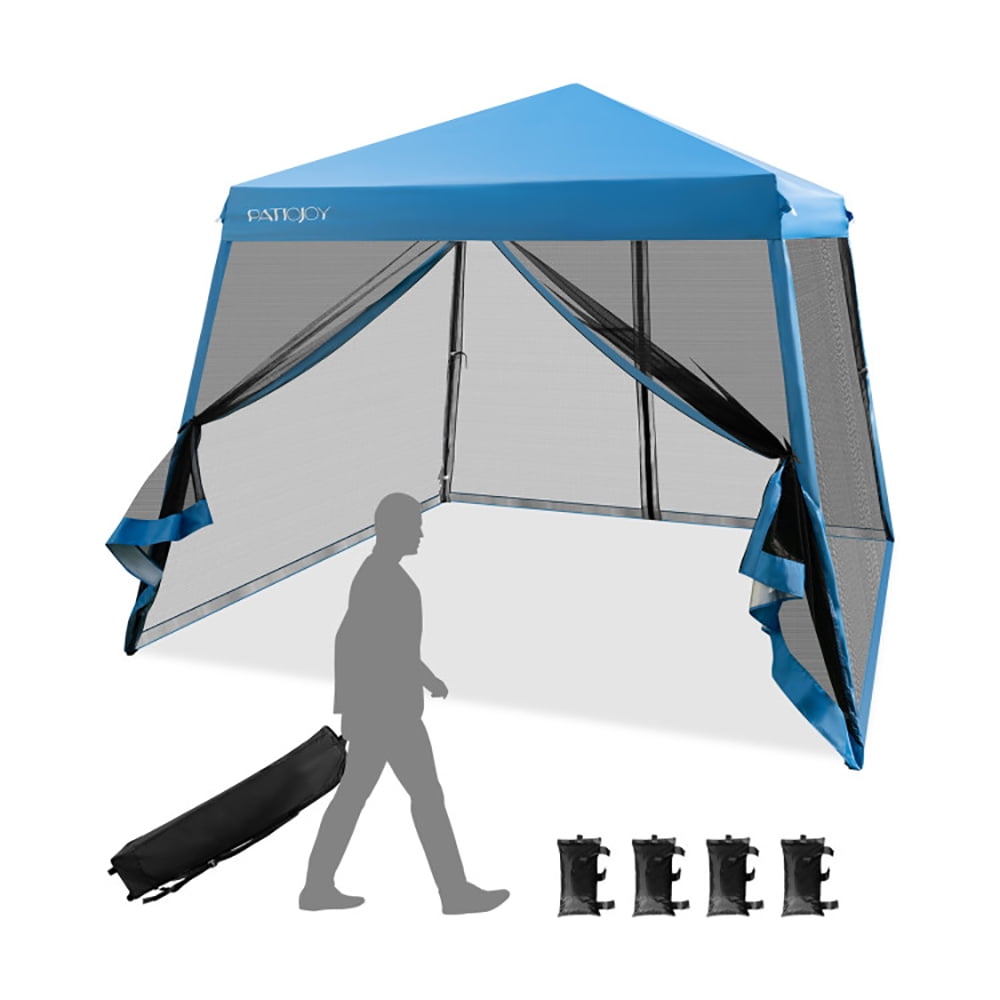 Aimee Lii 10 x 10 Feet Pop Up Canopy with with Mesh Sidewalls and Roller Bag, Backyard Canopy Gazebo for Party Camping BBQ Events, Blue Aimee Lii 10 x 10 Feet Pop Up Canopy with with Mesh Sidewalls and Roller Bag, Backyard Canopy Gazebo for Party Camping BBQ Events, Blue