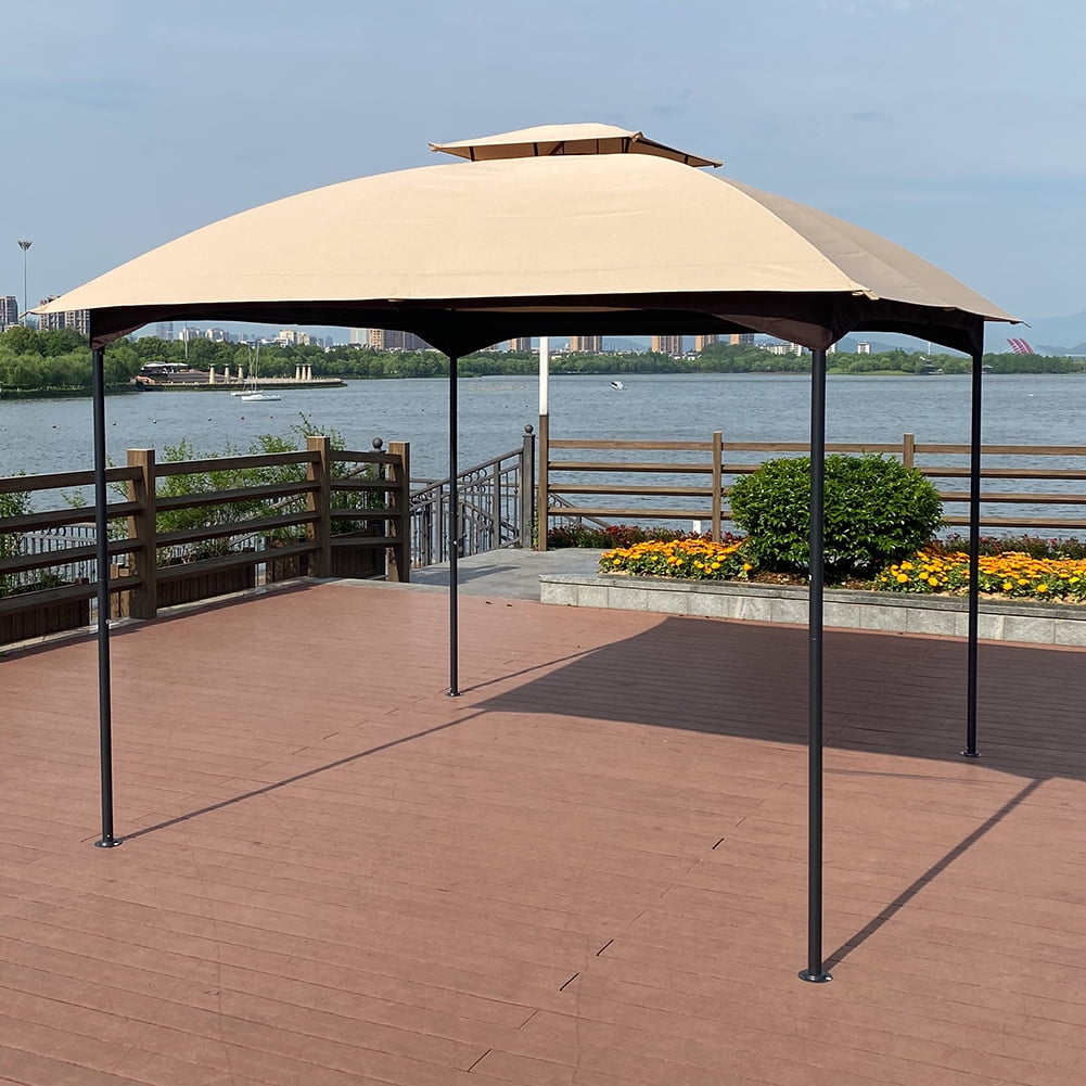 Aimee Lii 10 x 10 Ft Outdoor Patio Garden Gazebo Canopy with Curtains, Outdoor Patio Awnings for Lawn, Garden, Backyard and Deck, Khaki