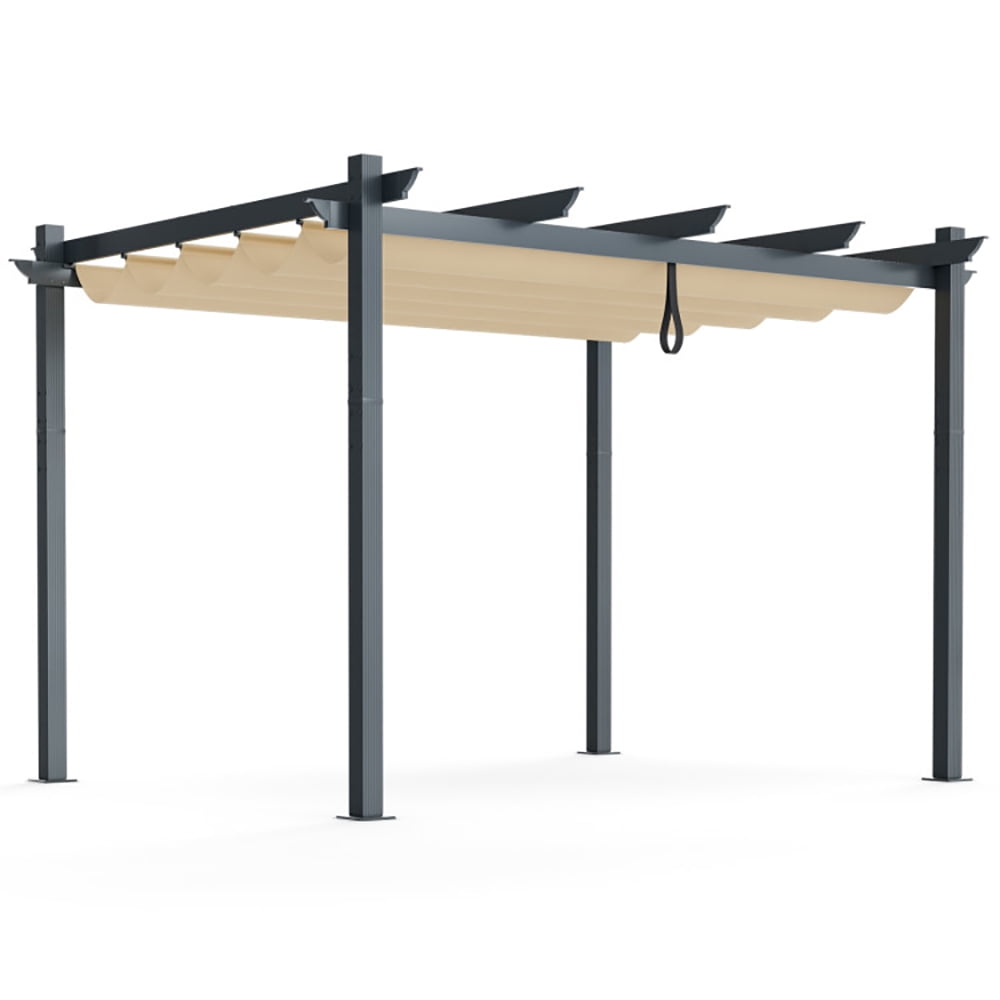 Aimee Lii 10 x 12 Feet Outdoor Aluminum Retractable Pergola Canopy Shelter Grape Trellis, Awnings for Patio Waterproof, Beige Aimee Lii 10 x 12 Feet Outdoor Aluminum Retractable Pergola Canopy Shelter Grape Trellis, Awnings for Patio Waterproof, Beige