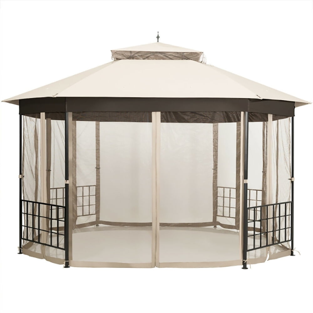 Aimee Lii 10' x 12' Octagonal Patio Gazebo, Backyard Canopy Gazebo, Beige Aimee Lii 10' x 12' Octagonal Patio Gazebo, Backyard Canopy Gazebo, Beige