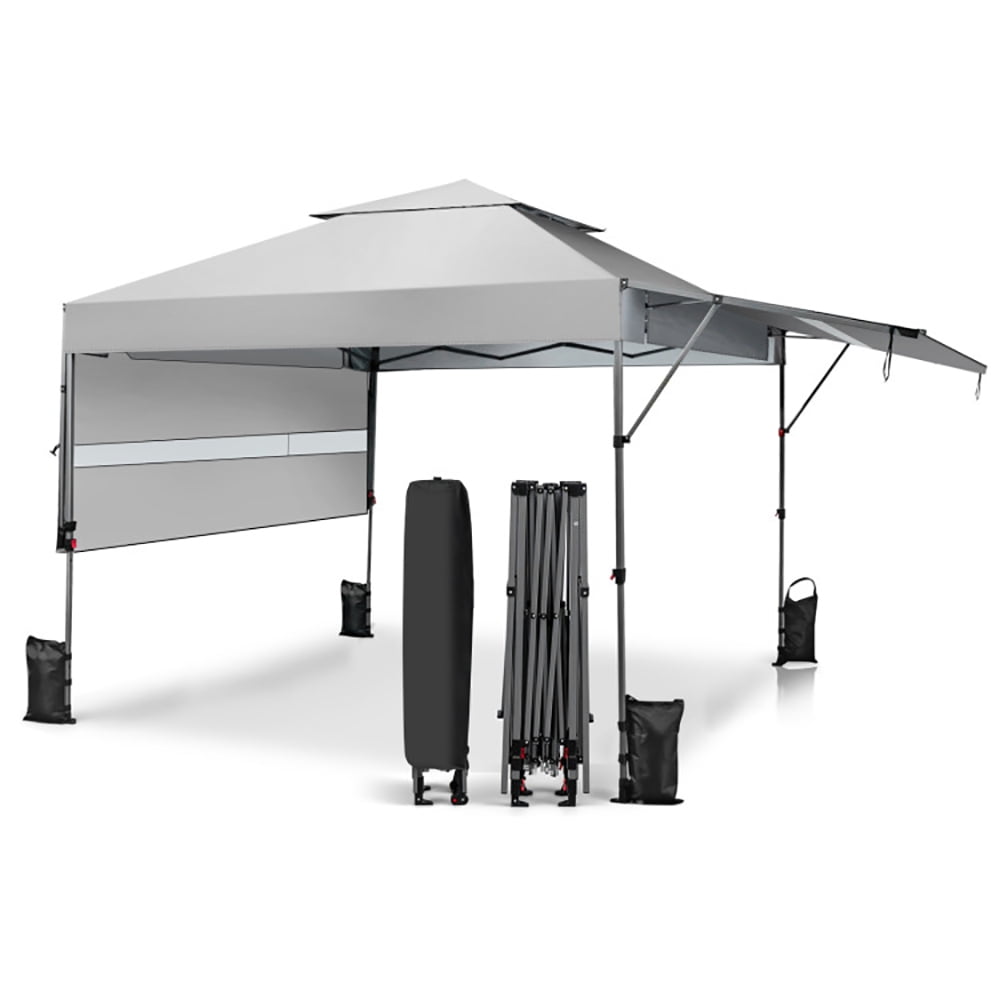 Aimee Lii 10 x 17.6 Feet Outdoor Instant Pop-up Canopy Tent with Dual Half Awnings, Backyard Canopy Gazebo for Party Camping BBQ Events, White
