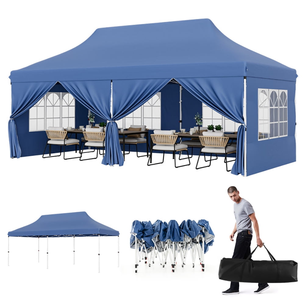 Aimee Lii 10 x 20 FT Pop up Canopy with 6 Sidewalls and Windows and Carrying Bag for Party Wedding Picnic, Canopy Gazebo for BBQ Events, Blue Aimee Lii 10 x 20 FT Pop up Canopy with 6 Sidewalls and Windows and Carrying Bag for Party Wedding Picnic, Canopy Gazebo for BBQ Events, Blue