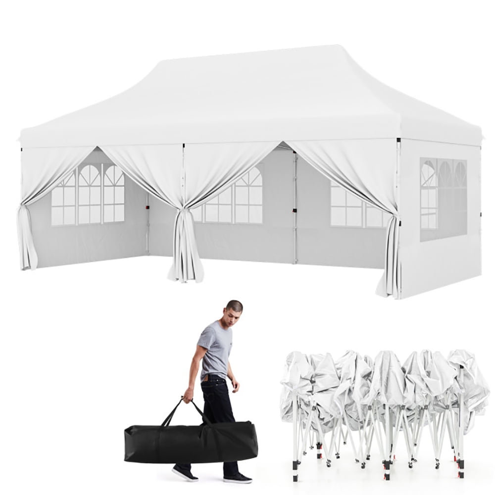 Aimee Lii 10 x 20 FT Pop up Canopy with 6 Sidewalls and Windows and Carrying Bag for Party Wedding Picnic, Canopy Gazebo for BBQ Events, White Aimee Lii 10 x 20 FT Pop up Canopy with 6 Sidewalls and Windows and Carrying Bag for Party Wedding Picnic, Canopy Gazebo for BBQ Events, White