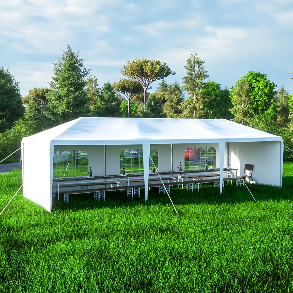Aimee Lii 10 x 30 Ft Garden Party Event Tent for Gatheration, Outdoor Gazebo Shaded Pergola with 5 Walls, Outdoor Patio Awnings for Lawn, Garden, Backyard and Deck, White