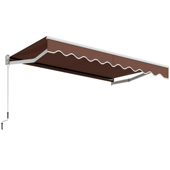 Aimee Lii 10 x 8.2 Feet Retractable Awning with Easy Opening Manual Crank Handle, Retractable Outdoor Patio Awnings, Brown
