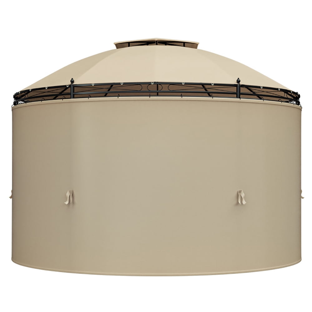 Aimee Lii 11.5 ft Outdoor Patio Round Dome Gazebo Canopy Shelter with Double Roof Steel, Backyard Canopy Gazebo for Party Wedding BBQ Events, Brown