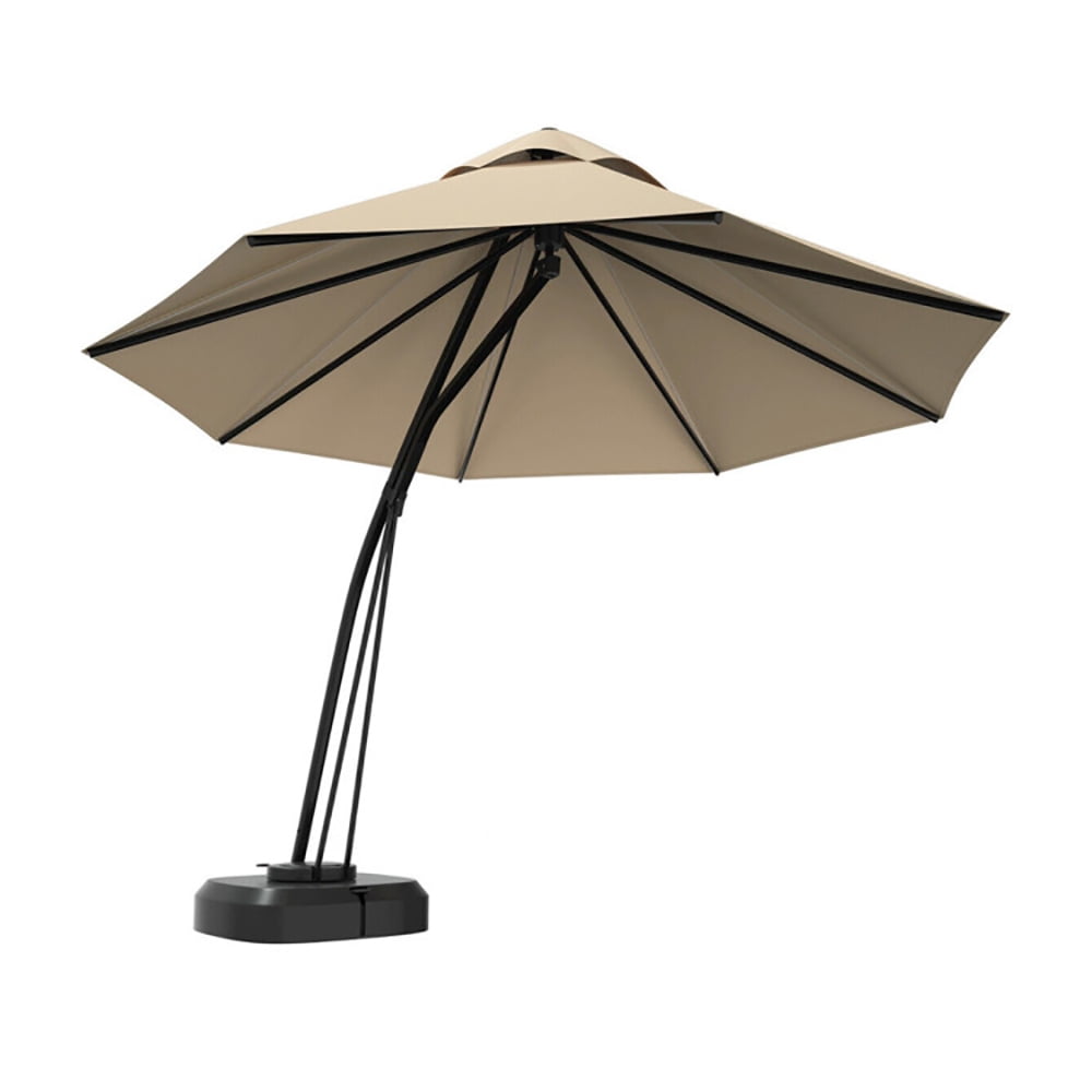 Aimee Lii 11 Feet Outdoor Cantilever Hanging Umbrella with Base and Wheels, Patio Umbrella with Base Included, Beige