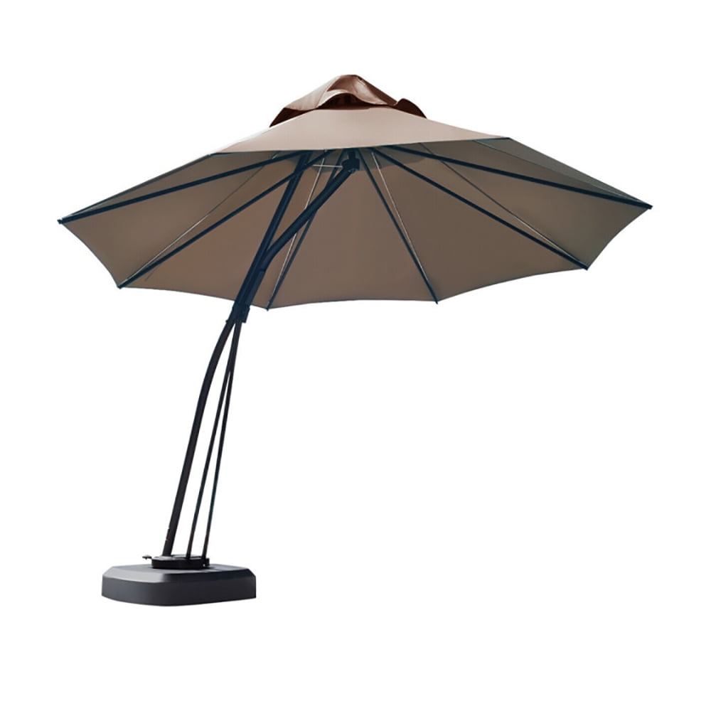 Aimee Lii 11 Feet Outdoor Cantilever Hanging Umbrella with Base and Wheels, Sunbrella Patio Umbrellas, Tan Aimee Lii 11 Feet Outdoor Cantilever Hanging Umbrella with Base and Wheels, Sunbrella Patio Umbrellas, Tan