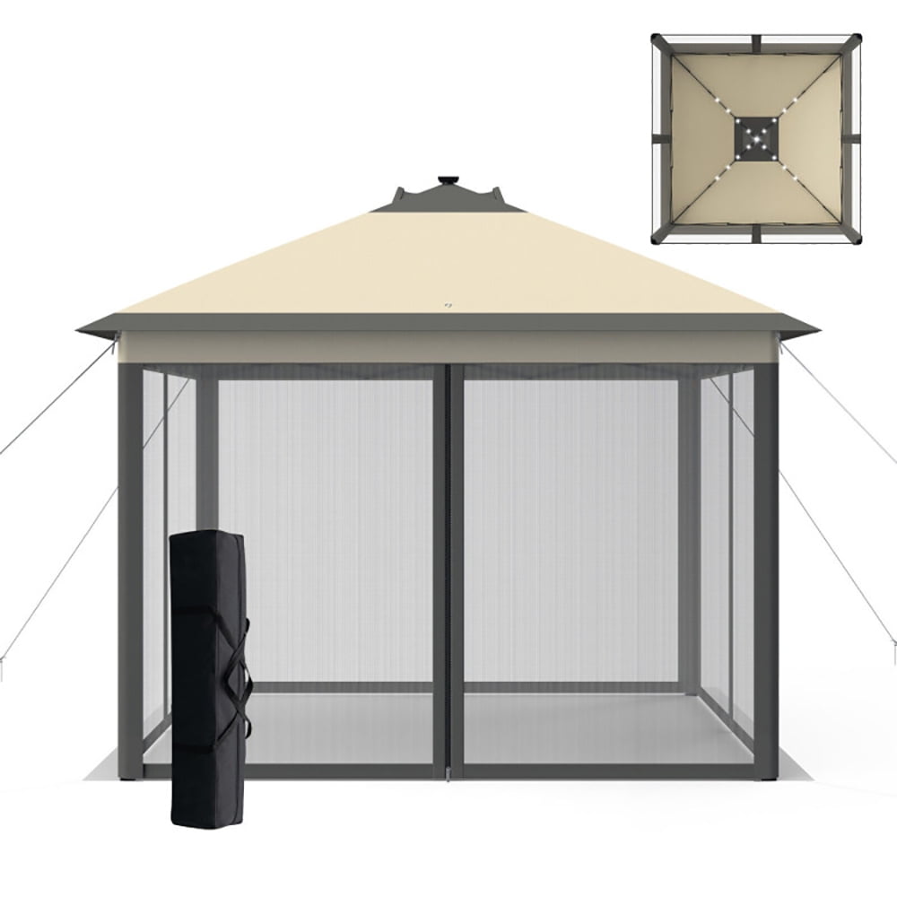 Aimee Lii 11 x 11 Feet Portable Outdoor Patio Folding Gazebo with Led Lights, Backyard Canopy Gazebo, Coffee Aimee Lii 11 x 11 Feet Portable Outdoor Patio Folding Gazebo with Led Lights, Backyard Canopy Gazebo, Coffee