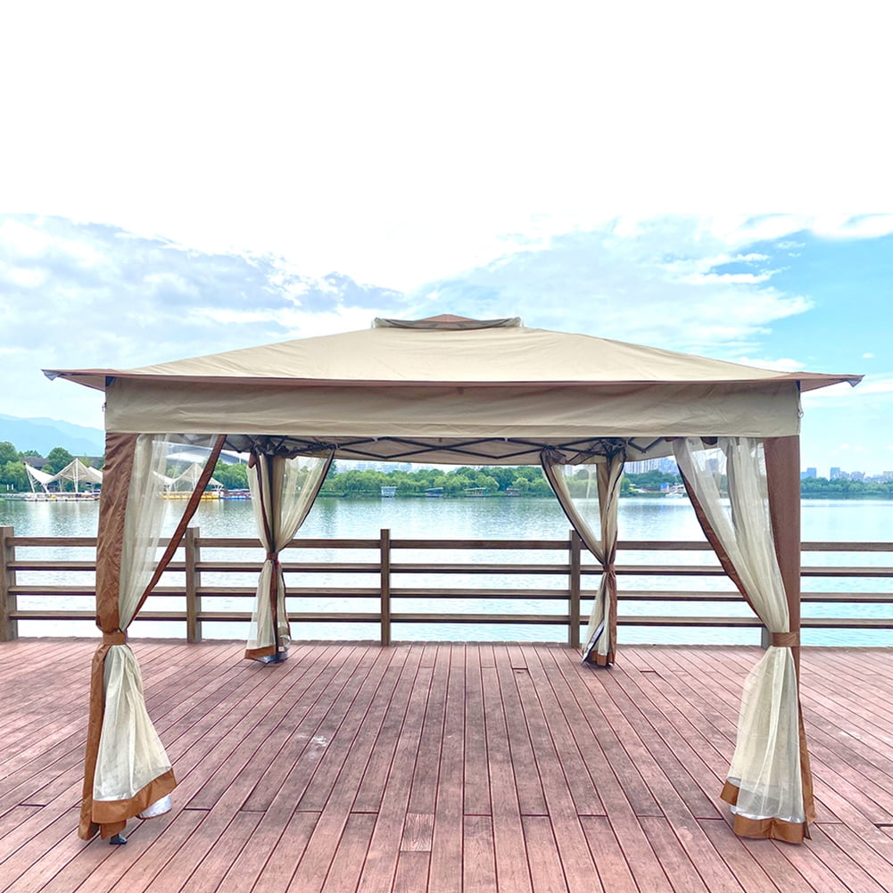 Aimee Lii 11x 11Ft Outdoor Patio 2-Tier Soft Top Pop Up Gazebo, Instant Sun Shade Canopy Tent, Suitable for Patio Backyard Garden Camping Area, Khaki Aimee Lii 11x 11Ft Outdoor Patio 2-Tier Soft Top Pop Up Gazebo, Instant Sun Shade Canopy Tent, Suitable for Patio Backyard Garden Camping Area, Khaki
