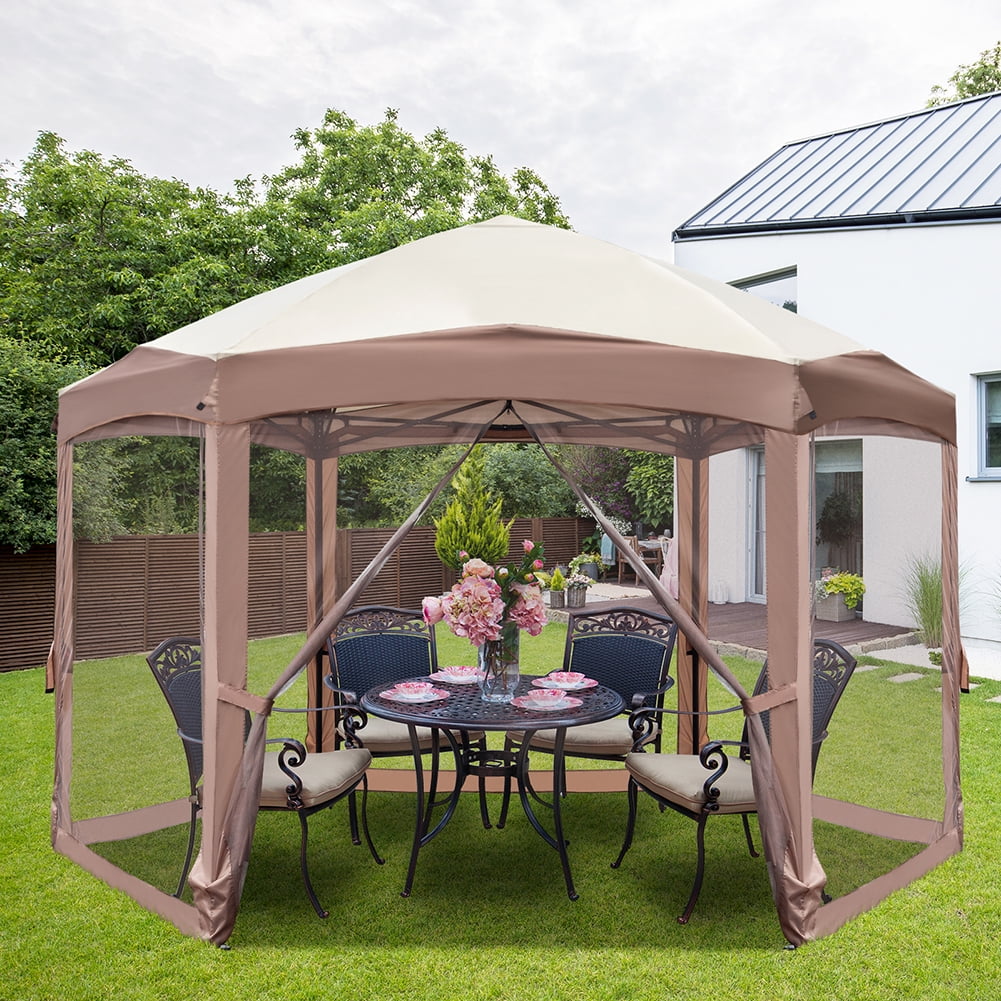 Aimee Lii 120" x144" Outdoor Pop Up Gazebo Base, Patio Gazebos Newly Designed Instant Canopy Tent with Mosquito Nettings, Brown Aimee Lii 120" x144" Outdoor Pop Up Gazebo Base, Patio Gazebos Newly Designed Instant Canopy Tent with Mosquito Nettings, Brown