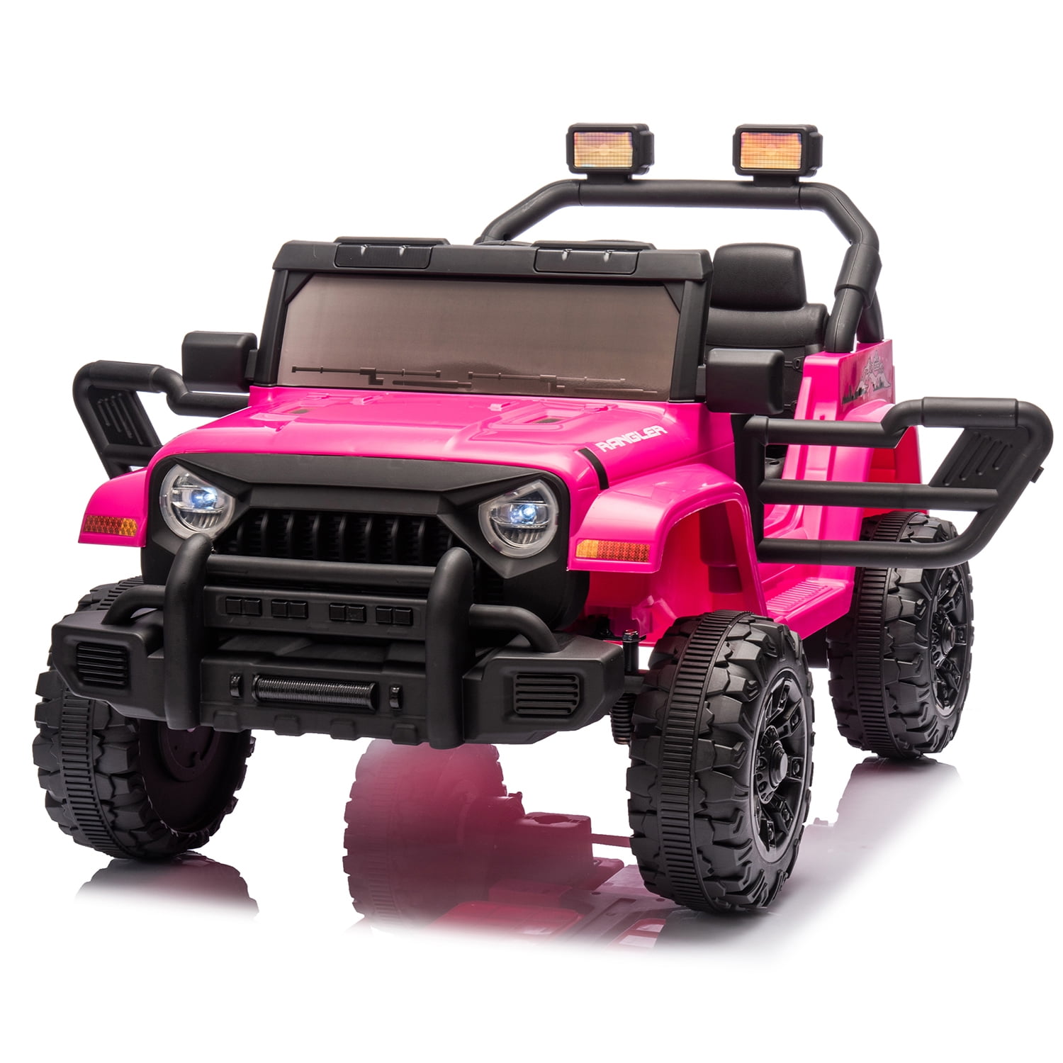 Aimee Lii 12V Kids Ride On Electric Car with Remote Control, Dual Drive, Bluetooth, MP3, USB, Headlights, Slow Start for Kids Aged 3-8, Pink