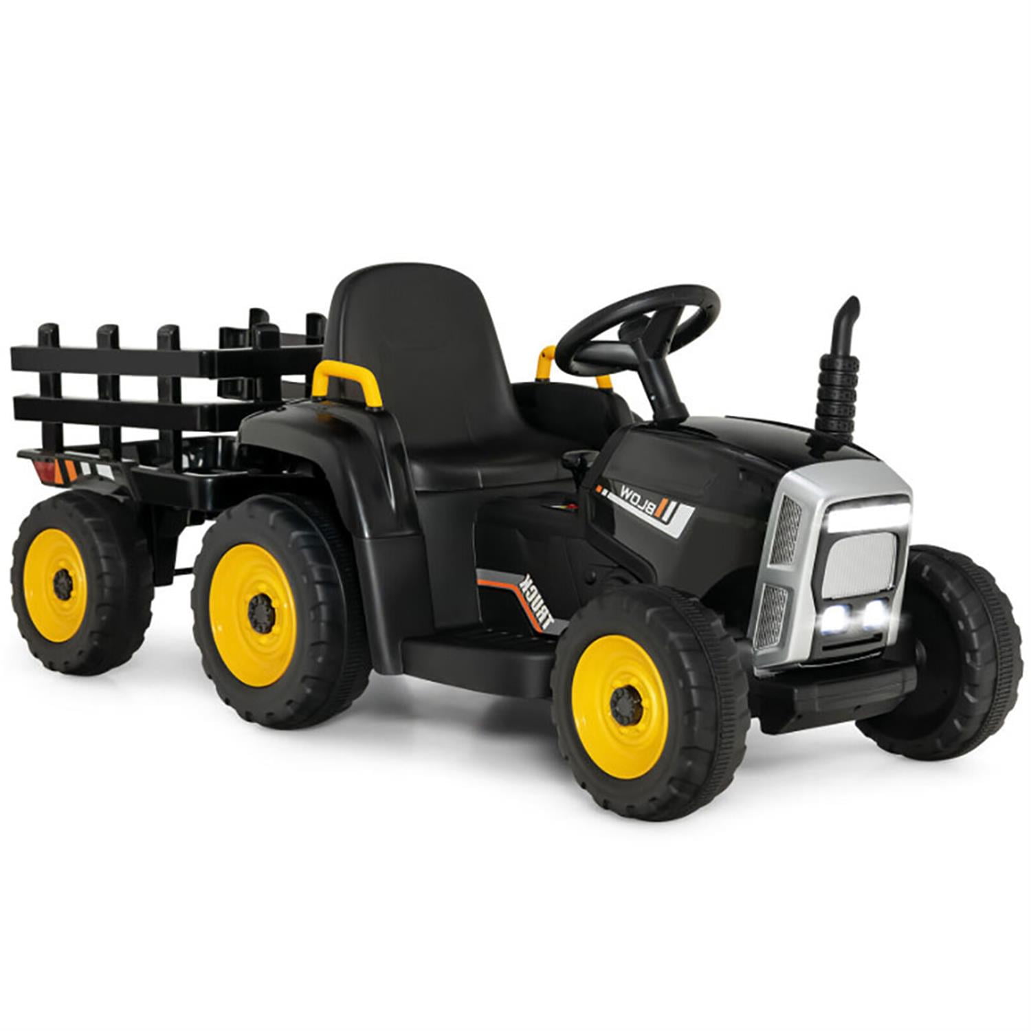 Aimee Lii 12V Ride on Tractor with 3-Gear-Shift Ground Loader, Tractor Toys for Kids 3+, Black