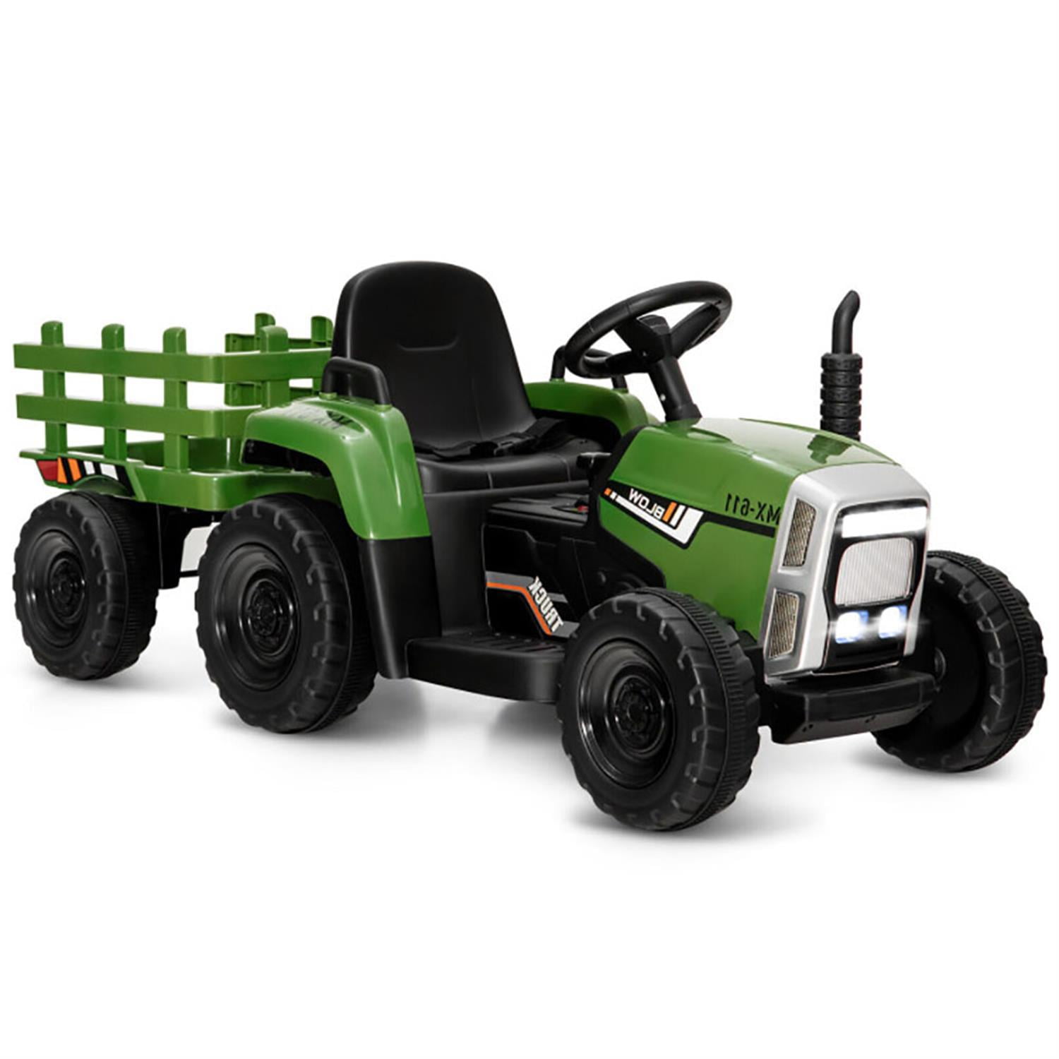 Aimee Lii 12V Ride on Tractor with 3-Gear-Shift Ground Loader, Tractor Toys for Kids 3+, Green