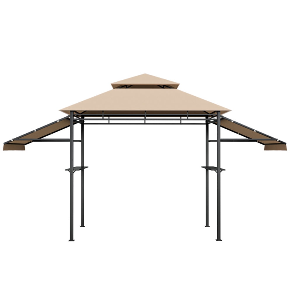 Aimee Lii 13.5 x 4 Feet Patio BBQ Grill Gazebo Canopy with Dual Side Awnings, Backyard Canopy Gazebo, Beige