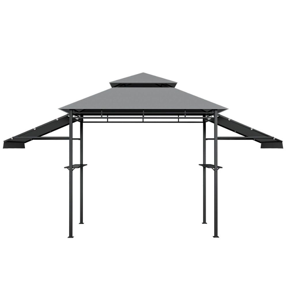 Aimee Lii 13.5 x 4 Feet Patio BBQ Grill Gazebo Canopy with Dual Side Awnings, Backyard Canopy Gazebo, Gray