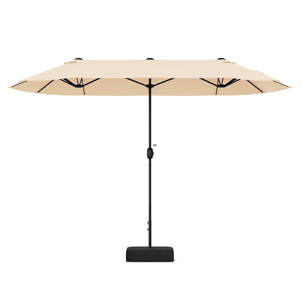 Aimee Lii 13 Feet Double-Sided Patio Twin Table Umbrella with Crank Handle, Outdoor Umbrellas for Patio, Beige