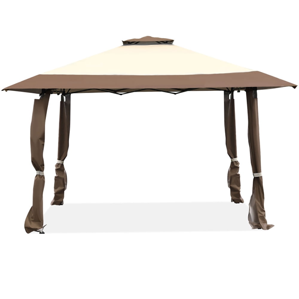 Aimee Lii 13 Feet x 13 Feet Pop Up Canopy Tent Instant Outdoor Folding Canopy Shelter, Backyard Canopy Gazebo, Brown