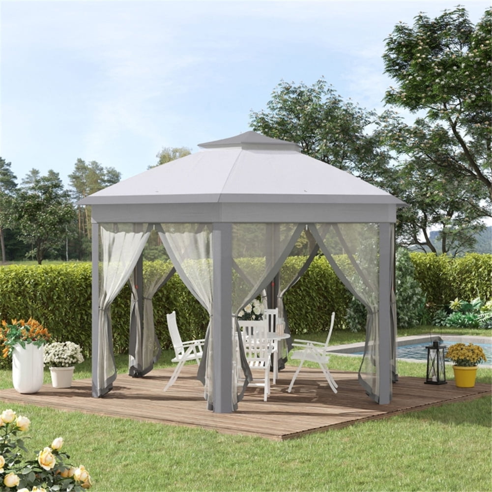 Aimee Lii 13'x11' Pop up Canopy Tent with Netting, Outdoor Instant Portable Gazebo Ez up Screen House Room Tent, Gray