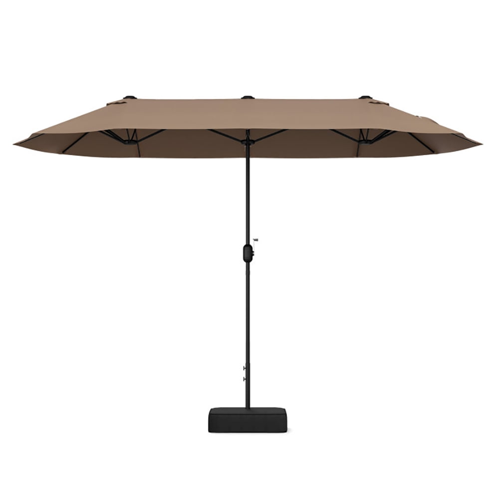 Aimee Lii 13FT Double-sided Patio Twin Table Umbrella with Crank Handle, Outdoor Umbrellas for Patio, Tan