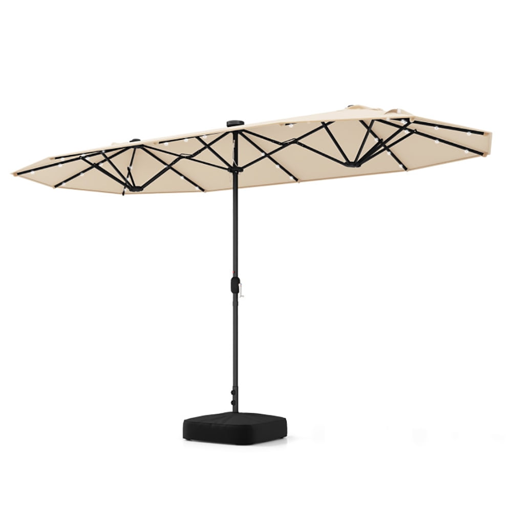 Aimee Lii 13FT Double-sided Patio Umbrella with Solar Lights for Garden Pool Backyard, Table Umbrella Outdoor Patio, Beige