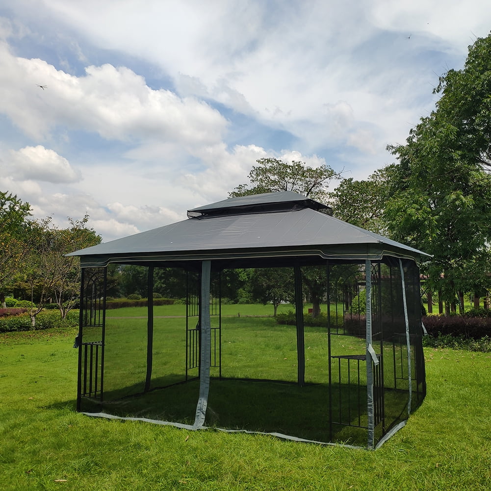 Aimee Lii 13x10 Outdoor Patio Gazebo Canopy Tent with Ventilated Double Roof and Mosquito Net(Detachable Mesh Screen), Outdoor Patio Awnings for Lawn, Garden, Backyard and Deck, Gray