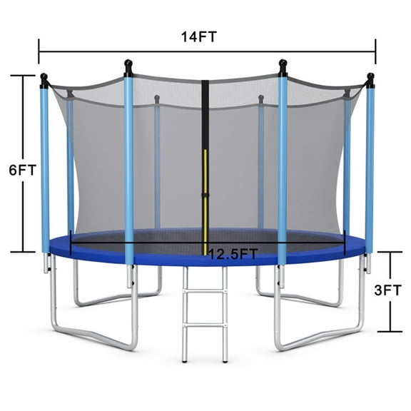 Aimee Lii 14 Feet Jumping Exercise Recreational Bounce Trampoline with Safety Net, Outdoor Trampoline for Kids