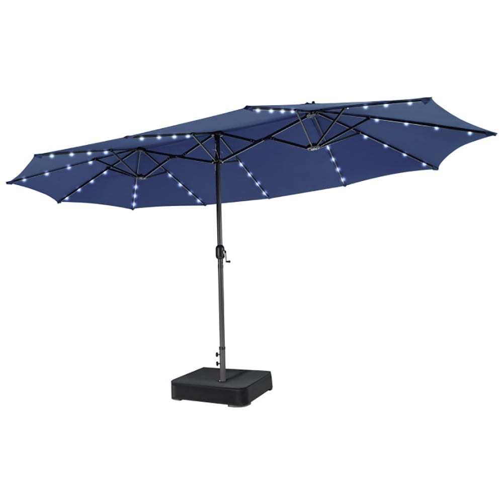Aimee Lii 15 Feet Double-Sided Patio Umbrella with 48 LED Lights, Sunbrella Umbrella Outdoor Patio, Navy Aimee Lii 15 Feet Double-Sided Patio Umbrella with 48 LED Lights, Sunbrella Umbrella Outdoor Patio, Navy