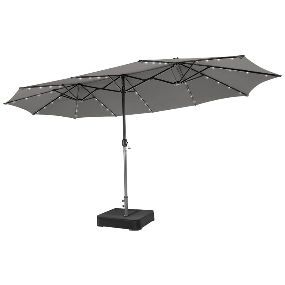 Aimee Lii 15 Feet Double-Sided Patio Umbrella with 48 LED Lights, Table Umbrella Outdoor Patio, Gray Aimee Lii 15 Feet Double-Sided Patio Umbrella with 48 LED Lights, Table Umbrella Outdoor Patio, Gray