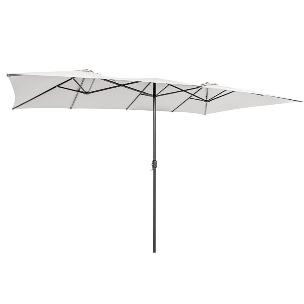 Aimee Lii 15 Feet Double-Sized Patio Umbrella with Crank Handle and Vented Tops, Sunbrella Patio Umbrellas, Beige