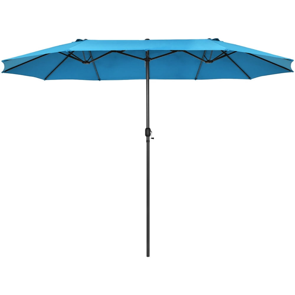 Aimee Lii 15 Feet Patio Double-Sided Umbrella with Hand-Crank System, Sunbrella Patio Umbrellas, Blue