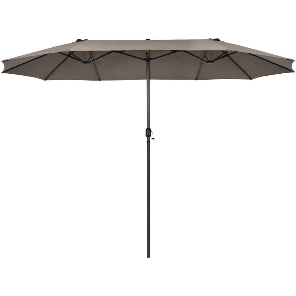 Aimee Lii 15 Feet Patio Double-Sided Umbrella with Hand-Crank System, Sunbrella Patio Umbrellas, Brown
