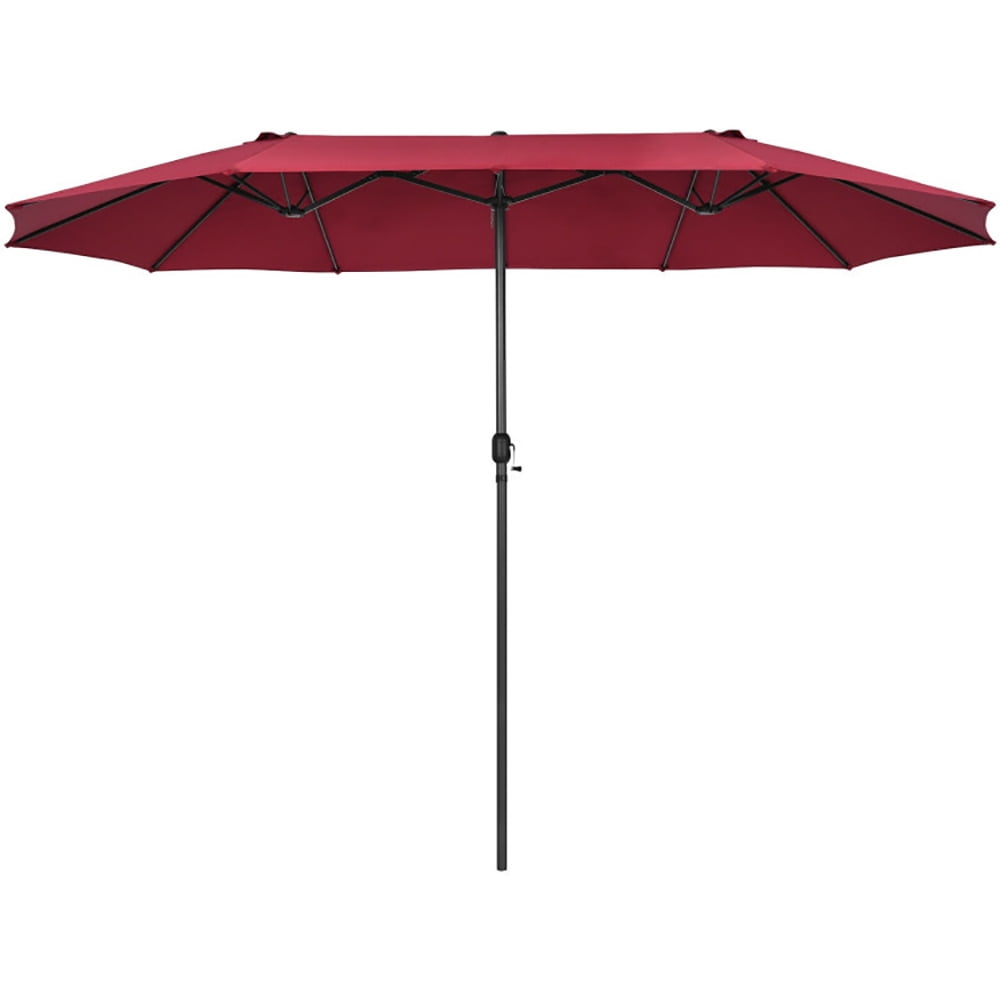 Aimee Lii 15 Feet Patio Double-Sided Umbrella with Hand-Crank System, Sunbrella Patio Umbrellas, Red