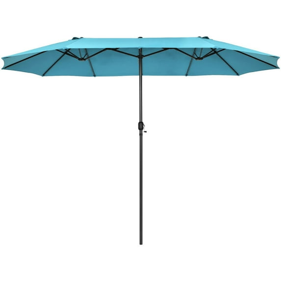 Aimee Lii 15 Feet Patio Double-Sided Umbrella with Hand-Crank System, Sunbrella Patio Umbrellas, Turquoise