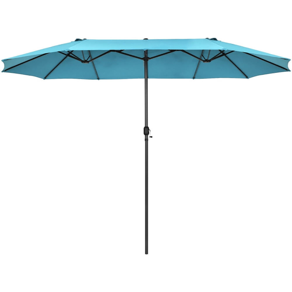 Aimee Lii 15 Feet Patio Double-Sided Umbrella with Hand-Crank System, Sunbrella Patio Umbrellas, Turquoise Aimee Lii 15 Feet Patio Double-Sided Umbrella with Hand-Crank System, Sunbrella Patio Umbrellas, Turquoise