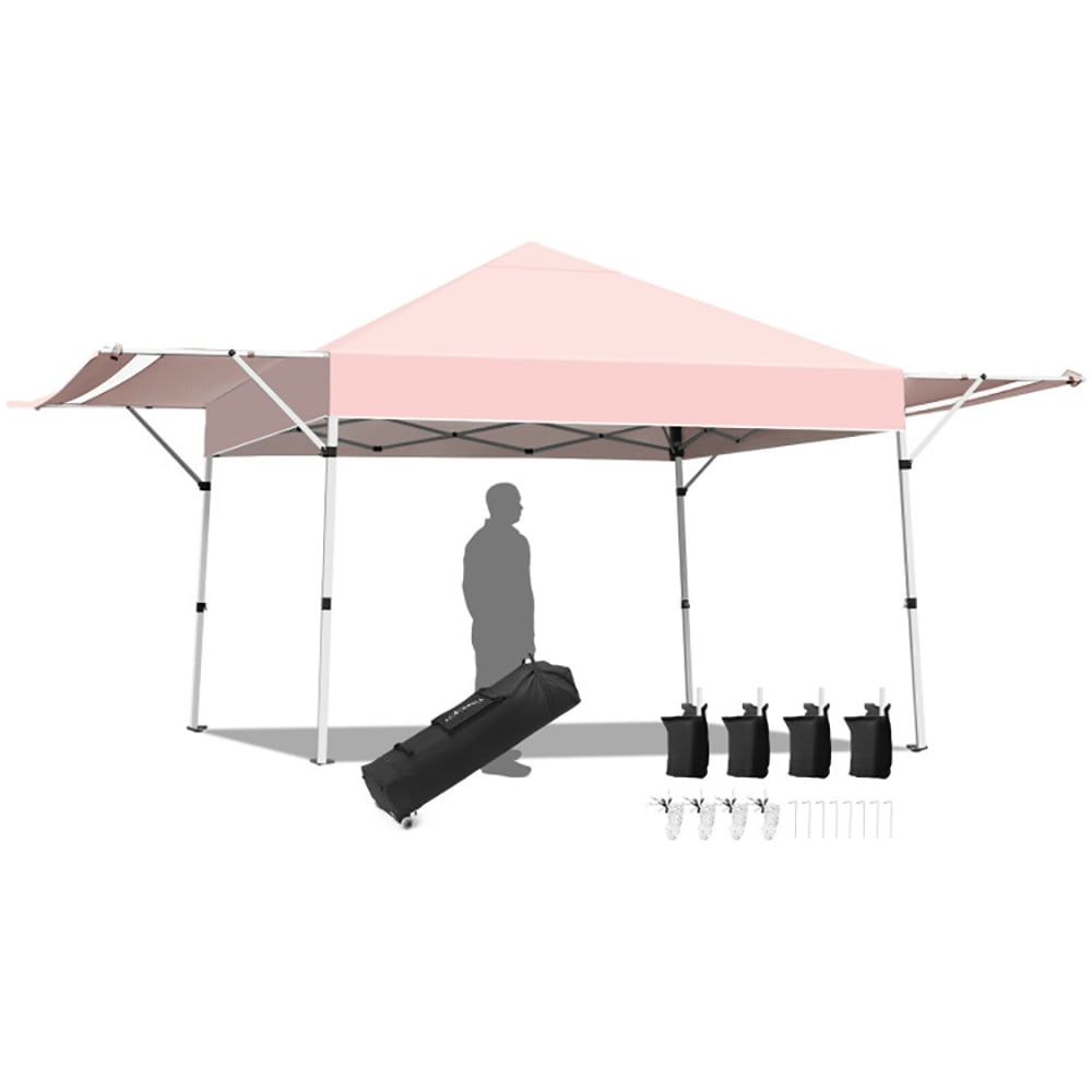 Aimee Lii 17 Feet x 10 Feet Foldable Pop Up Canopy with Adjustable Instant Sun Shelter, Backyard Canopy Gazebo, Pink