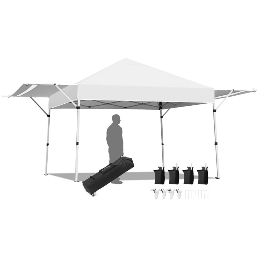 Aimee Lii 17 Feet x 10 Feet Foldable Pop Up Canopy with Adjustable Instant Sun Shelter, Backyard Canopy Gazebo, White