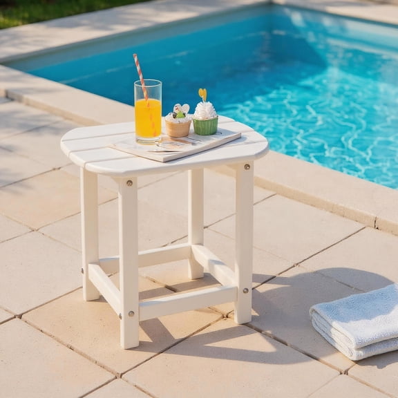 Aimee Lii 18 Inch Weather Resistant Side Table for Garden Yard Patio, Outdoor Patio Furniture, White