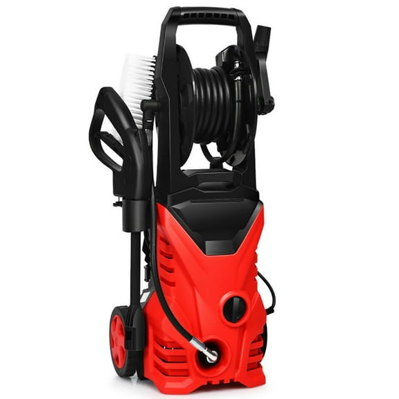 Aimee Lii 1800W 2030PSI Electric Pressure Washer Cleaner with Hose Reel, High Pressure Washer Electric Powered Portable Pressure Washer for Car, Fence and Deck Cleaning, Red