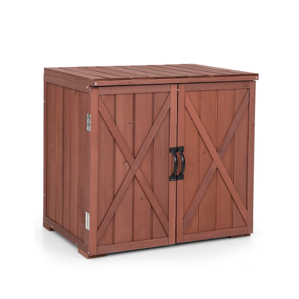 Aimee Lii 2.5 x 2 Feet Outdoor Wooden Storage Cabinet with Double Doors, Outdoor Storage Box for Patio Furniture, Garden Tools, Brown Aimee Lii 2.5 x 2 Feet Outdoor Wooden Storage Cabinet with Double Doors, Outdoor Storage Box for Patio Furniture, Garden Tools, Brown