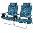 thumbnail image 1 of Aimee Lii 2-Pack Folding Backpack Beach Chair 5-Position Outdoor Reclining Chairs with Pillow, Modern Patio Furniture for Outdoor Backyard Pool Deck-Navy, 1 of 11